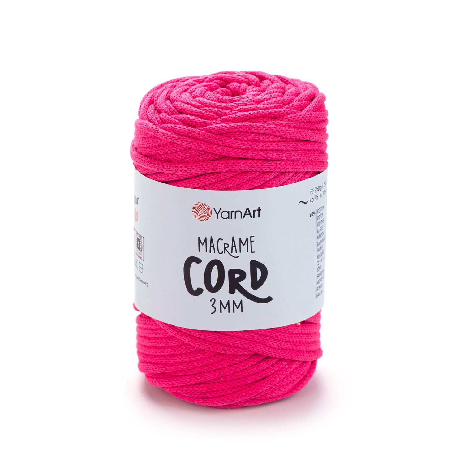 YarnArt Macrame Cord 3mm 803 - Bright Pink YarnArt Macrame Cord 3mm 803 - Bright Pink