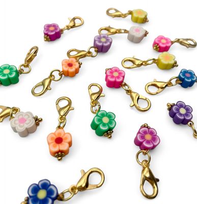 Flower Polymer Clay Stitch Markers - pack of 5