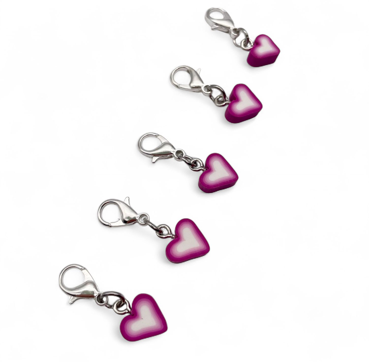 Heart Polymer Clay Stitch Markers - pack of 5