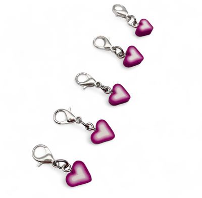Heart Polymer Clay Stitch Markers - pack of 5