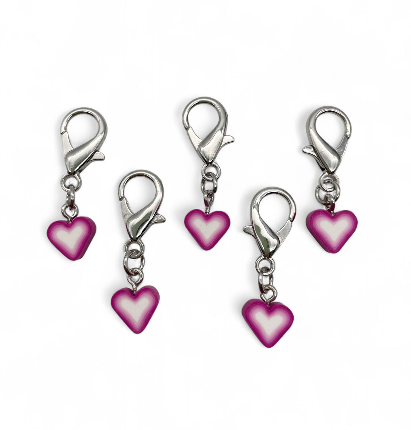 Heart Shaped Stitch Markers JUMBO Clasp - pack of 5