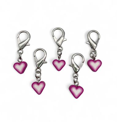 Heart Shaped Stitch Markers JUMBO Clasp - pack of 5