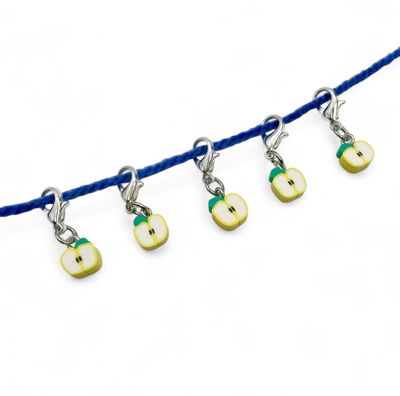 Apple Polymer Clay Stitch Markers - pack of 5