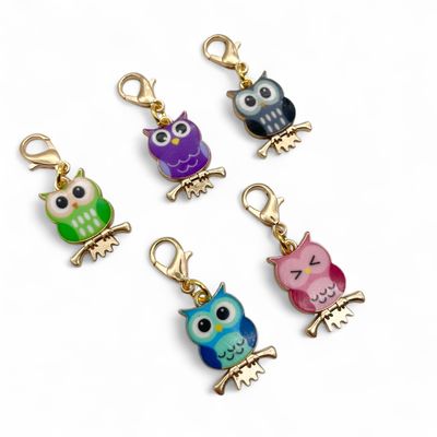 Enamel Owls Stitch Markers - pack of 5