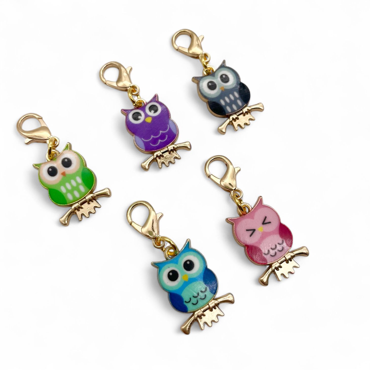 Enamel Owls Stitch Markers - pack of 5