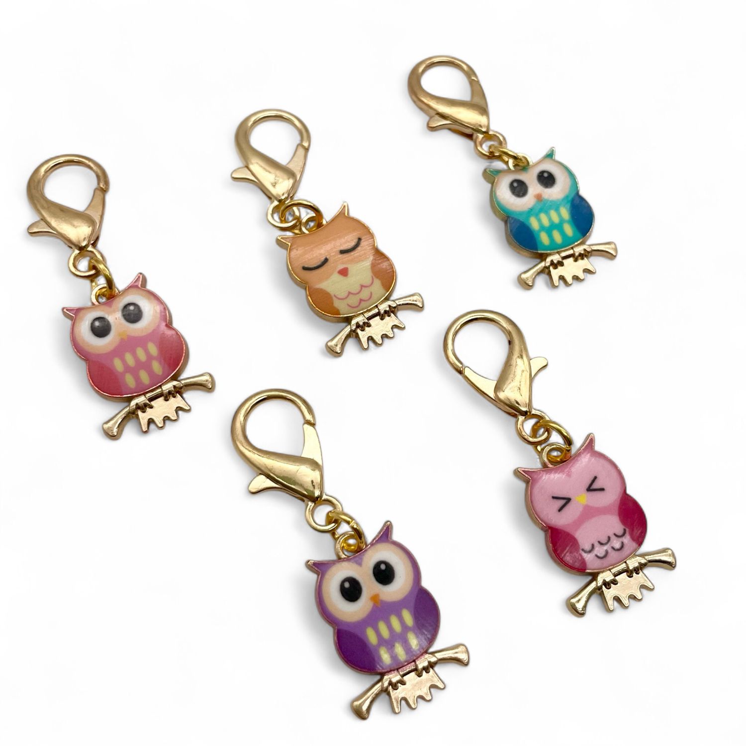 Enamel Owls Stitch Markers - JUMBO Clasp