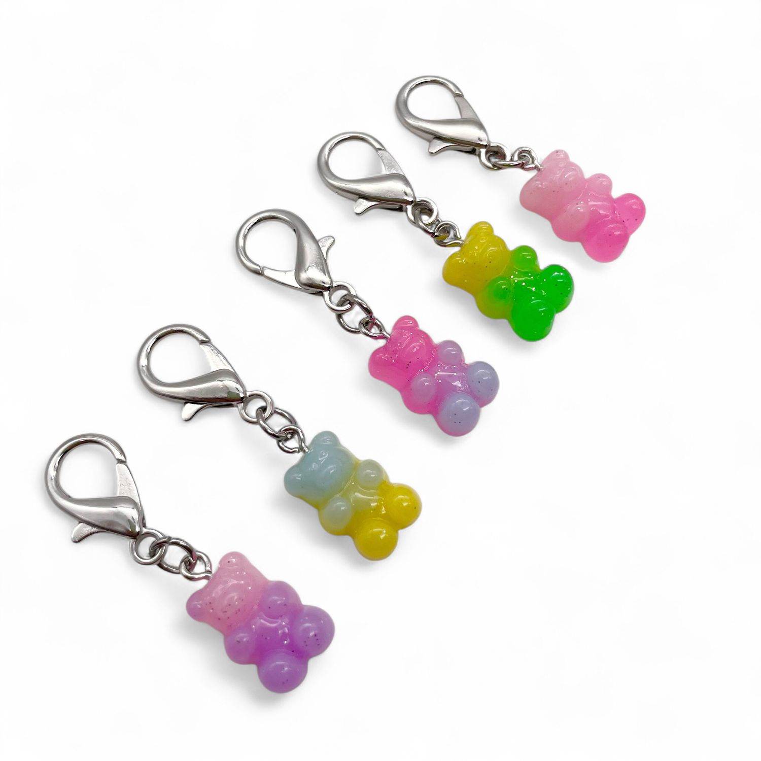 Resin Glitter Jelly Bears Stitch Markers - JUMBO Clasp