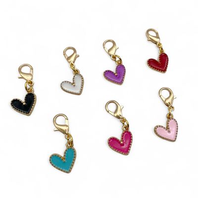 Enamel Heart Stitch Markers - pack of 5