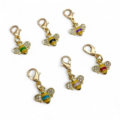 Enamel Sparkly Bee Stitch Markers - pack of 5
