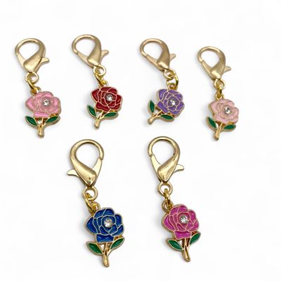 Enamel Rose Stitch Markers - JUMBO clasp