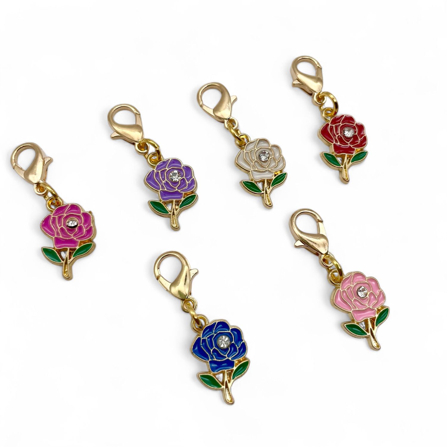 Enamel Rose Stitch Markers - pack of 5