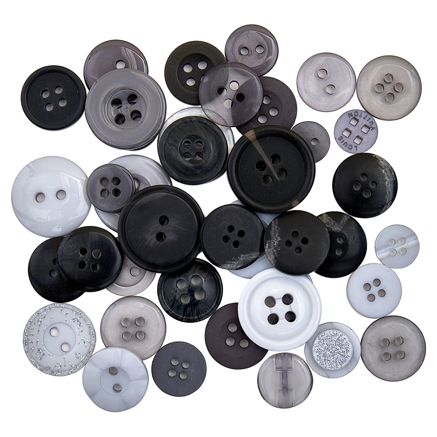 Trimits Craft Buttons - 50g tube - Monochrome