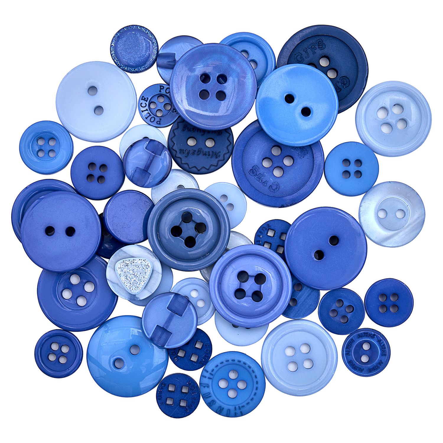 Trimits Craft Buttons - 50g tube - Bright Blues Trimits Craft Buttons - 50g tube - Bright Blues