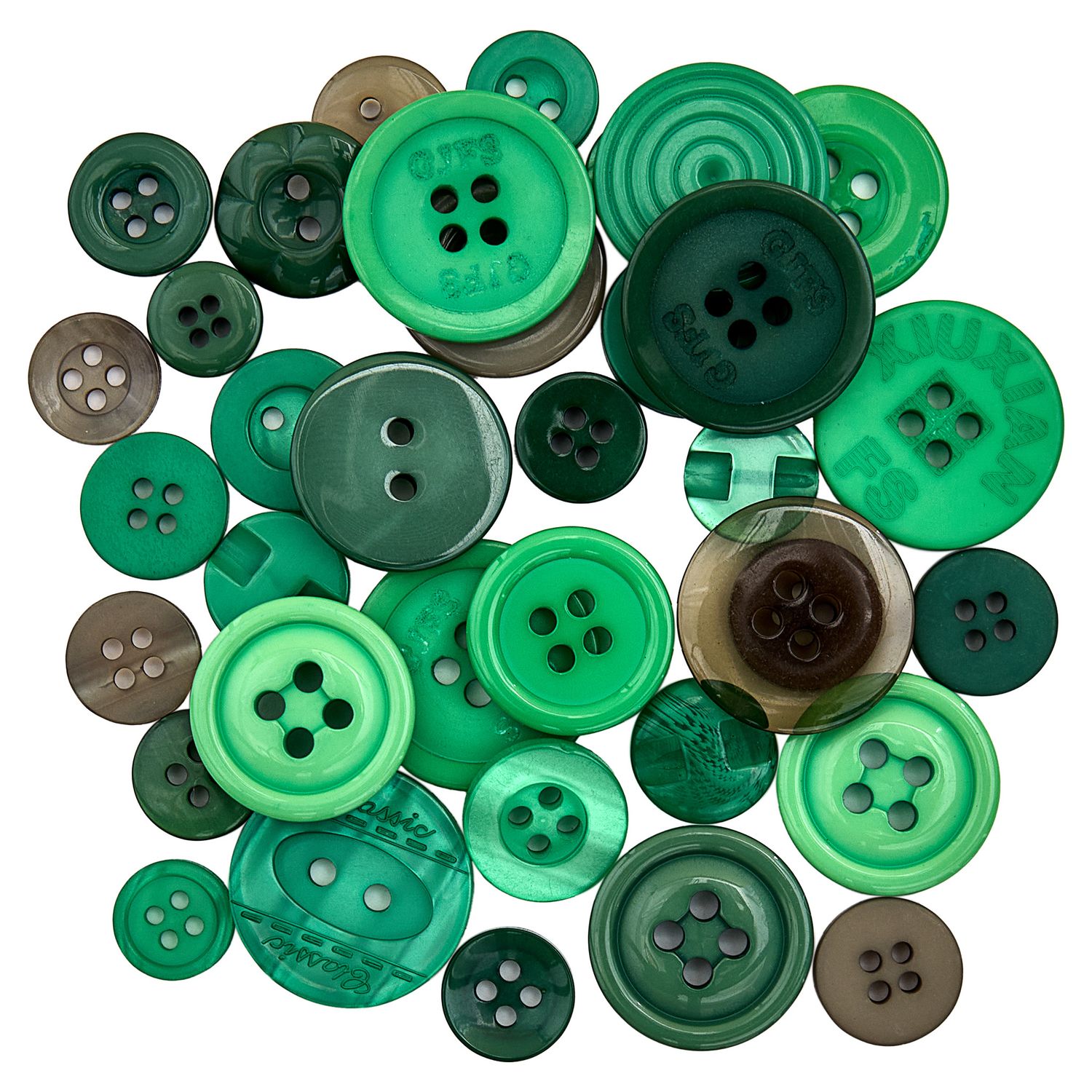 Trimits Craft Buttons - 50g tube - Bright Greens