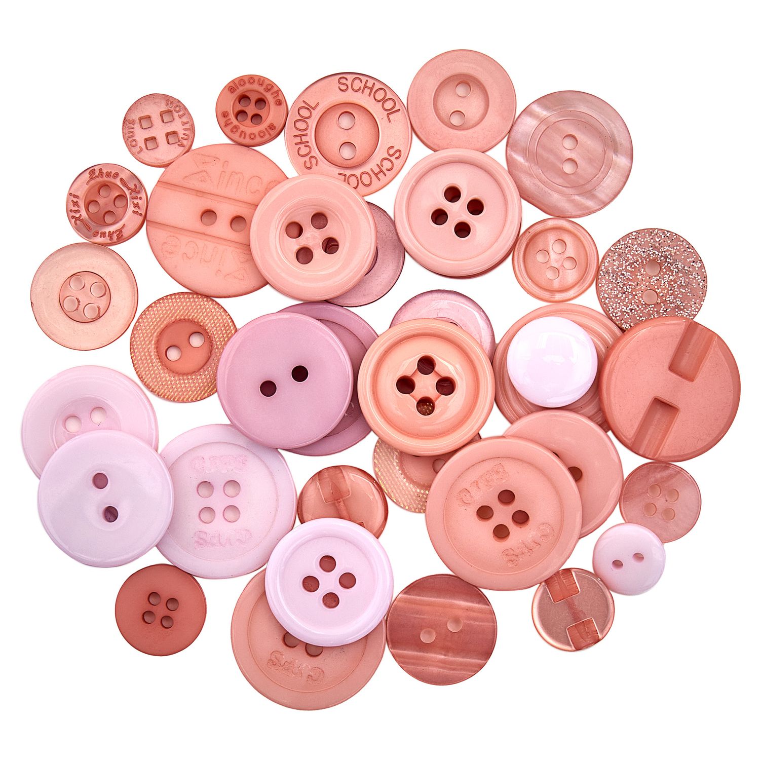 Trimits Craft Buttons - 50g tube - Pastel Pinks Trimits Craft Buttons - 50g tube - Pastel Pinks