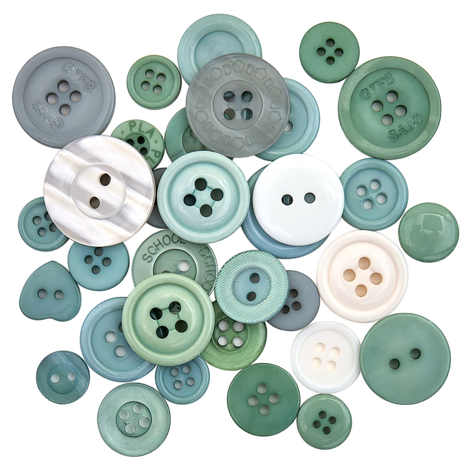 Trimits Craft Buttons - 50g tube - Pastel Greens Trimits Craft Buttons - 50g tube - Pastel Greens