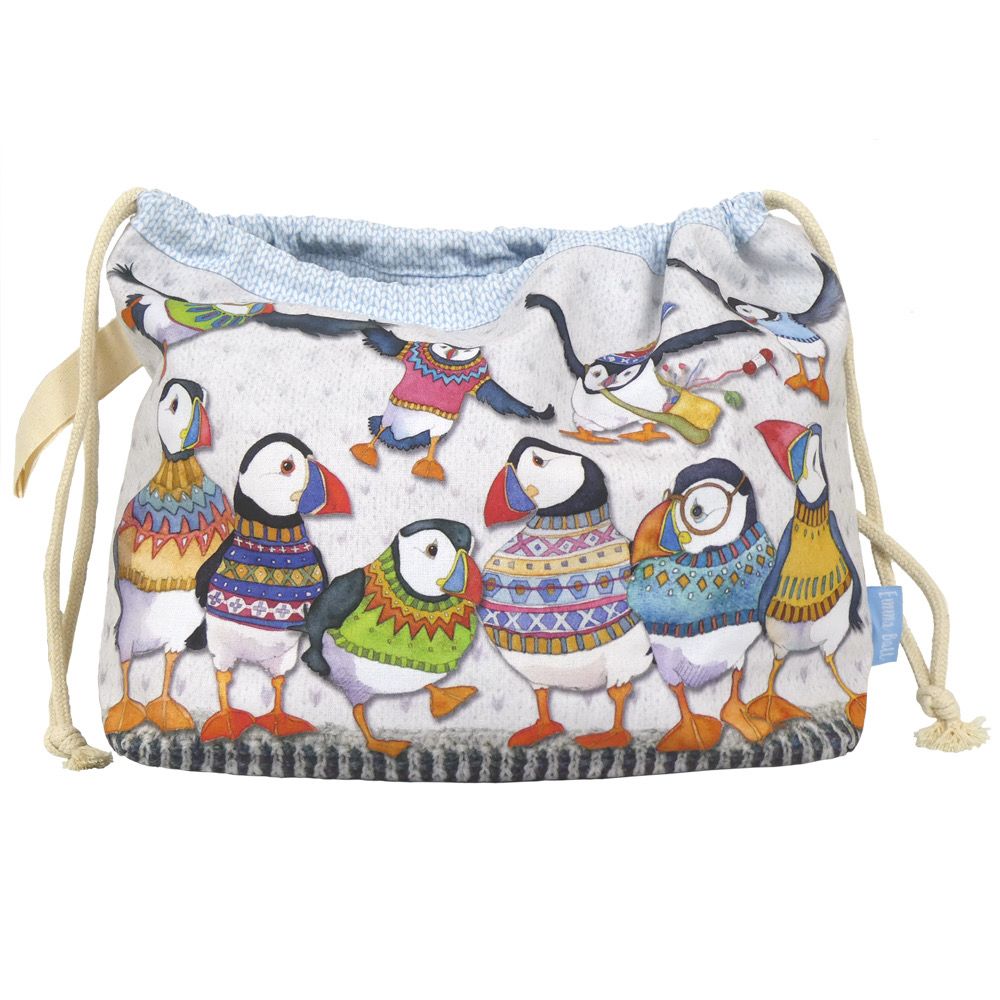 Emma Ball Drawstring Bag - Woolly Puffins III