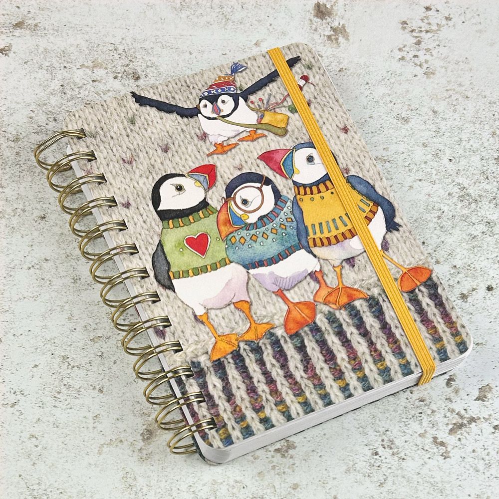 Emma Ball Wiro Notebook With Pockets - Woolly Puffins
