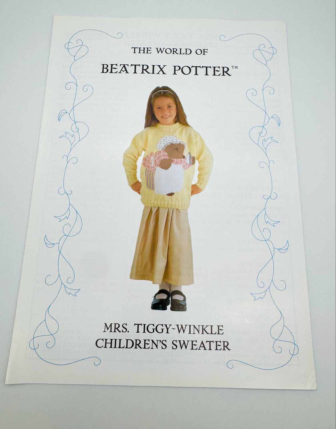 Vintage Beatrix Potter Mrs Tiggy Winkle Sweater Pattern