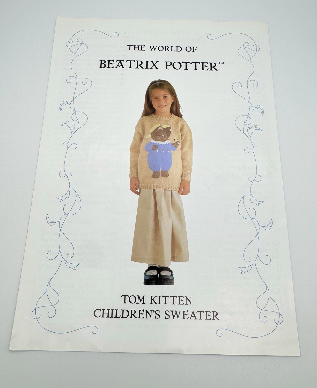 Vintage Beatrix Potter Tom Kitten Sweater Pattern