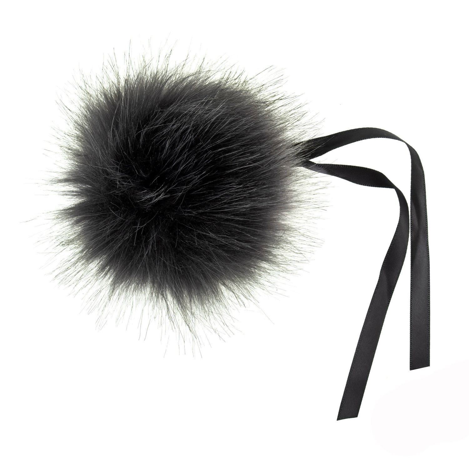 Faux Fur Pom Pom 11cm Grey Tipped