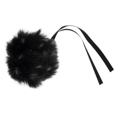 Faux Fur Pom Pom 11cm Black Spot Faux Fur Pom Pom 11cm Black Spot