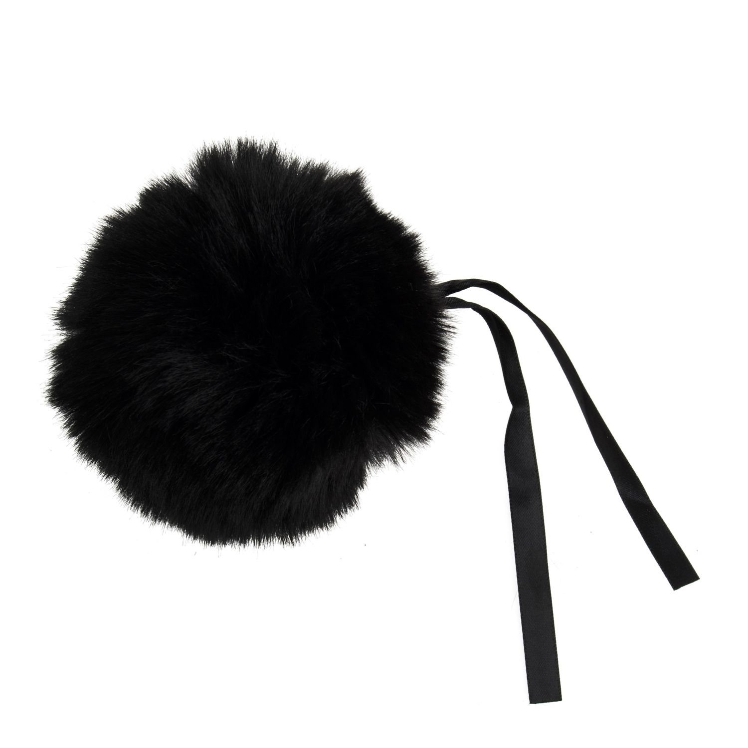 Faux Fur Pom Pom 11cm Black Faux Fur Pom Pom 11cm Black
