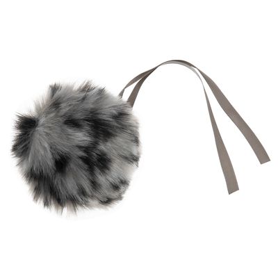 Faux Fur Pom Pom 11cm Leopard Grey Faux Fur Pom Pom 11cm Leopard Grey