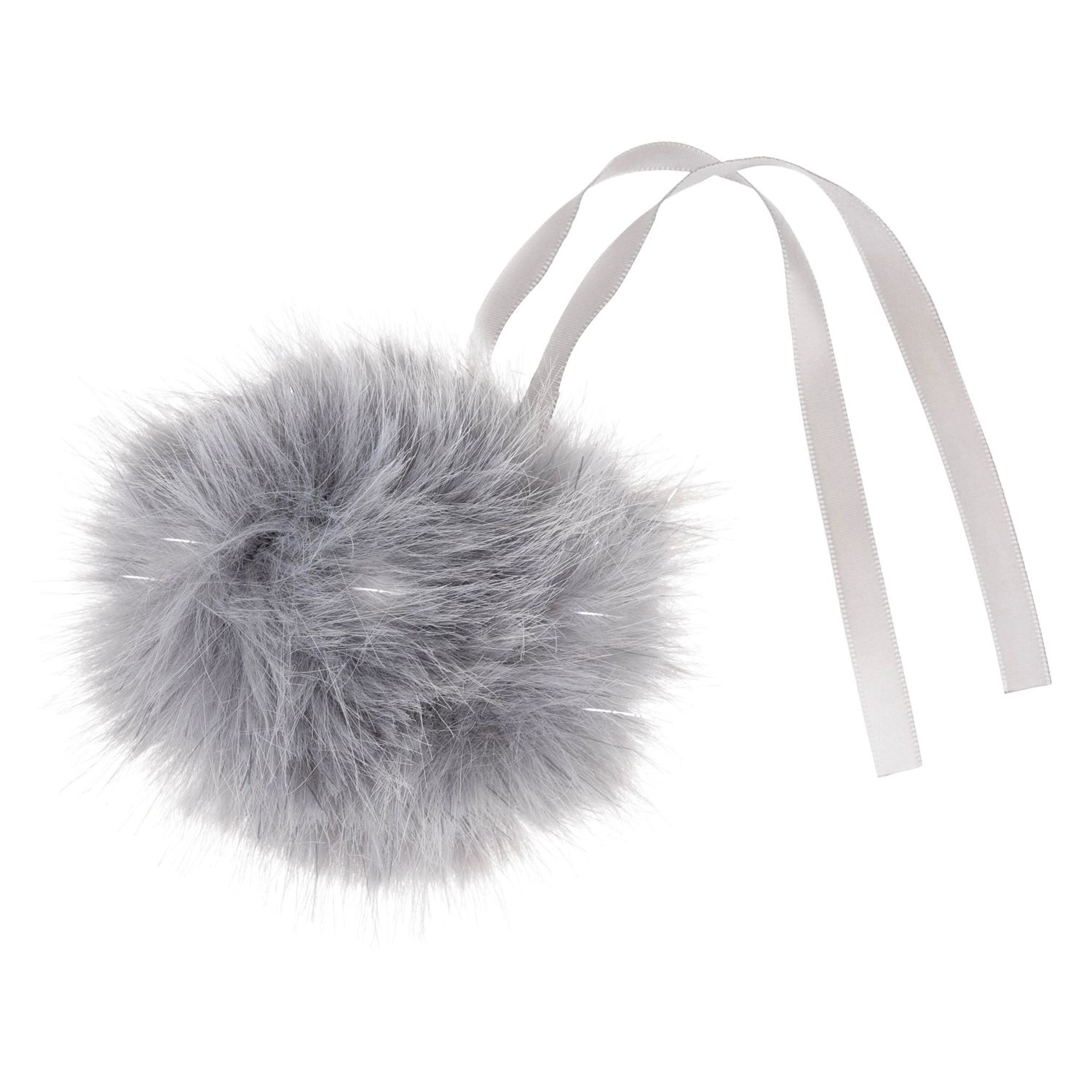 Faux Fur Pom Pom 11cm Grey Glitter Faux Fur Pom Pom 11cm Grey Glitter