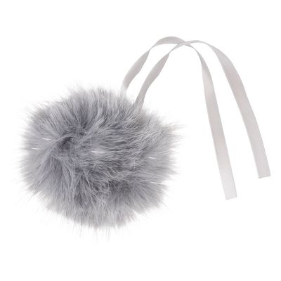 Faux Fur Pom Pom 11cm Grey Glitter Faux Fur Pom Pom 11cm Grey Glitter
