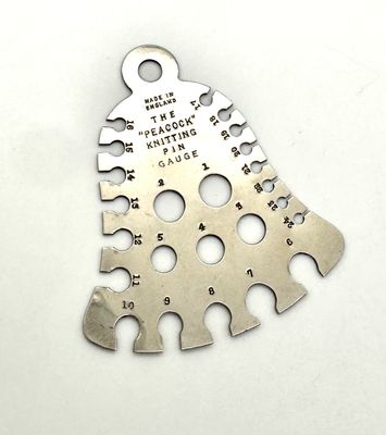Vintage The Peacock Metal Knitting Pin Gauge
