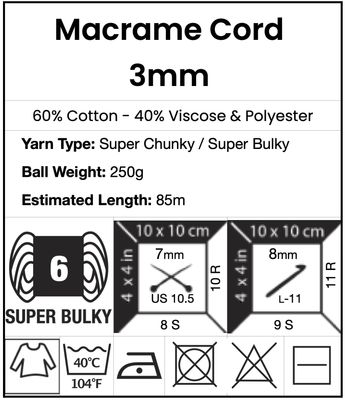 YarnArt Macrame Cord 3mm 777 - Berry YarnArt Macrame Cord 3mm 777 - Berry