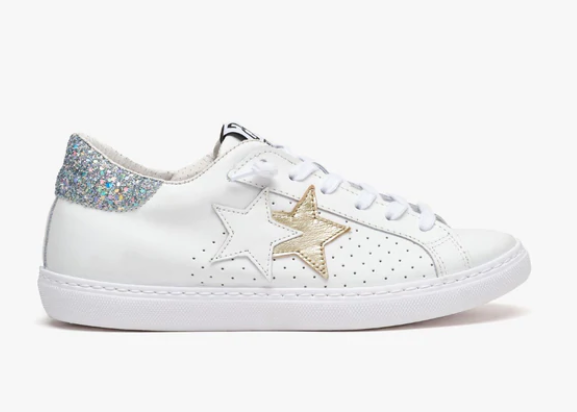 2Star Scarpe Low Argento Glitter e Nero