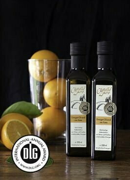 Orange auf Olivenöl aus Kreta