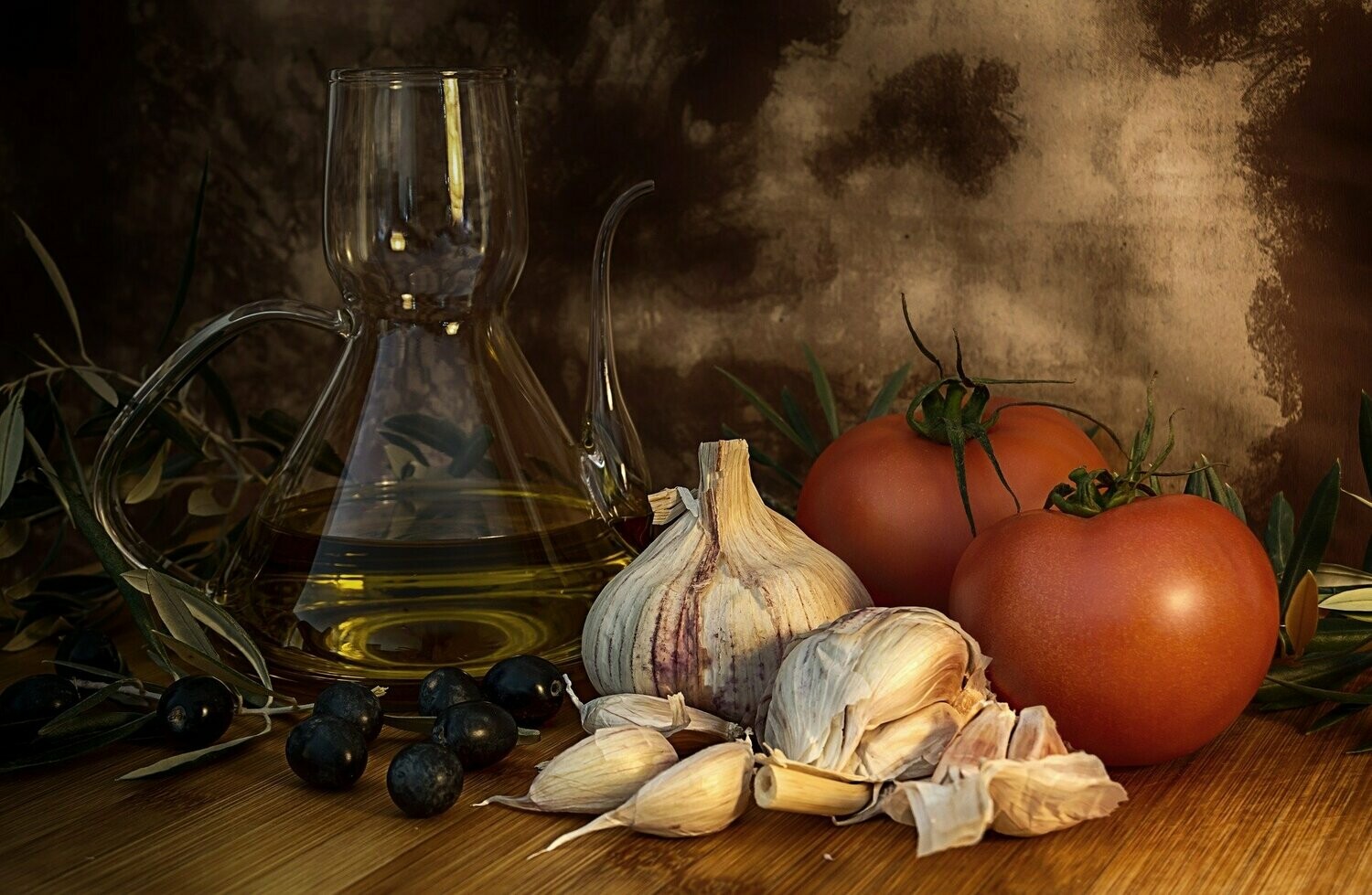 Knoblauch auf Olivenöl