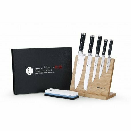 IZUMI ICHIAGO 5-tlg. Kochmesser Set "Professional Chef Knives" inkl. Bambusständer und Wasserschleifstein