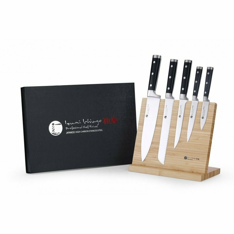 IZUMI ICHIAGO 5-tlg. Kochmesser Set "Professional Chef Knives" mit Bambustständer
