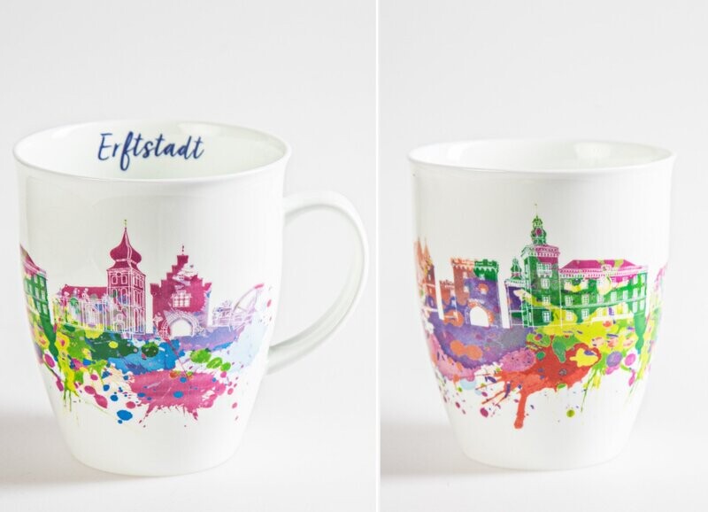 "Erftstadt Tasse" Porzellan rund farbig