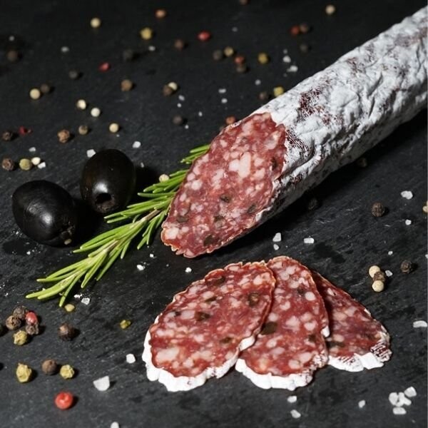 Reh-Olive-Rosmarin Salami; Inhaltsmenge: Stückpreis 230 g - 240 g Reh-Olive-Rosmarin Salami; Inhaltsmenge: Stückpreis 230 g - 240 g