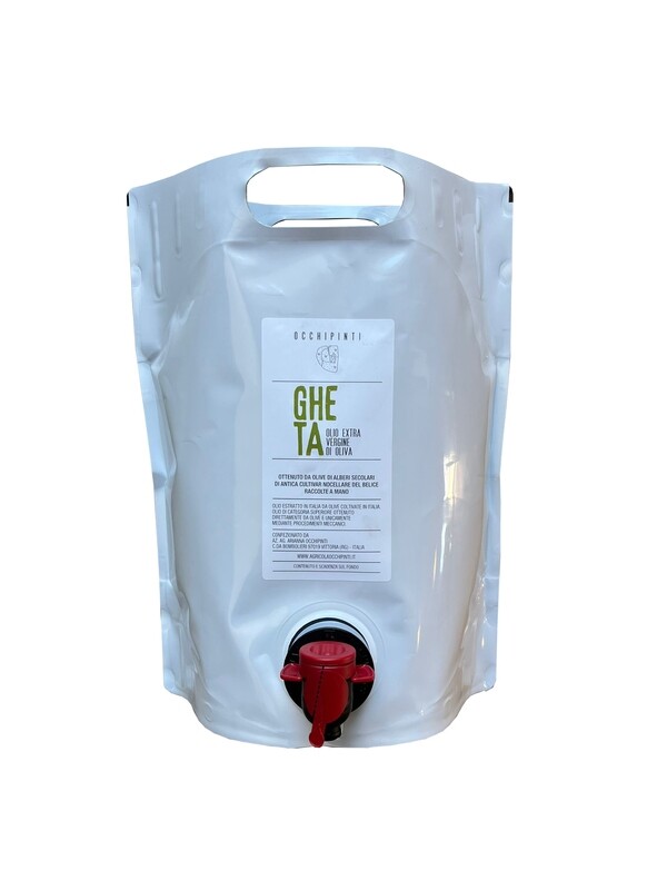 OLIO NUOVO 2025/2026 EXTRA VERGINE DI OLIVA NOCELLARA DEL BELICE E NOCELLARA ETNEA GHETA 1,5 LT BIOLOGICO- POUCH