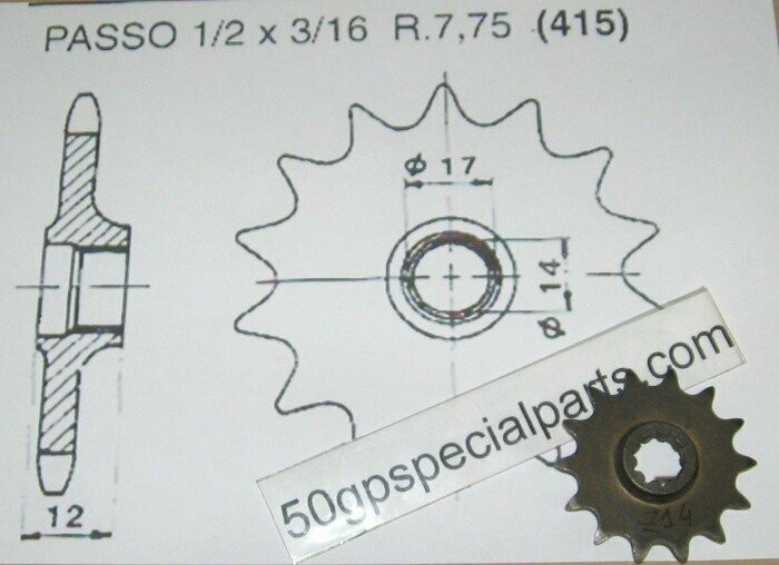 GILERA 50cc. BULLIT RC TOP RALLY SIOUX PIGNONE Z 14
