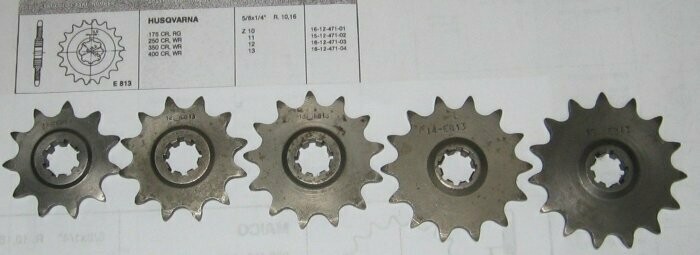 HUSQVARNA 175cc. CR RG 250 350 400 CR WR SET N.5 PIGNONI Z 11-12-13-14-15