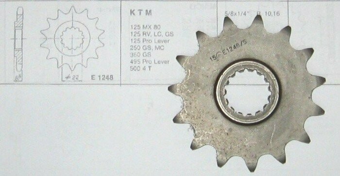 KTM 125cc.MX 80 RV LC GS 250 350 GS 495 500 PIGNONE Z15