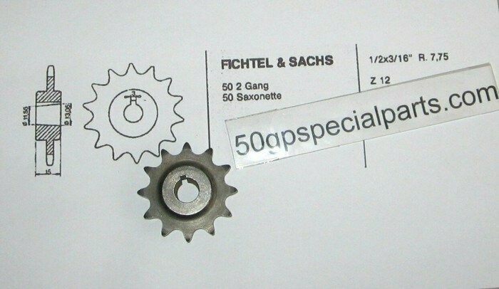 SACHS 50 FICHTEL 50cc. SAXONETTE - 50cc. 2 GANG PIGNONE RITZEL Z12