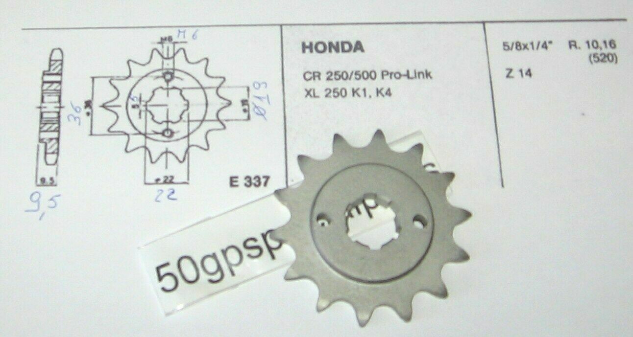 HONDA CR 250 500 PRO-LINK XL 250 K1 K4 PIGNONE Z14 PASSO 520