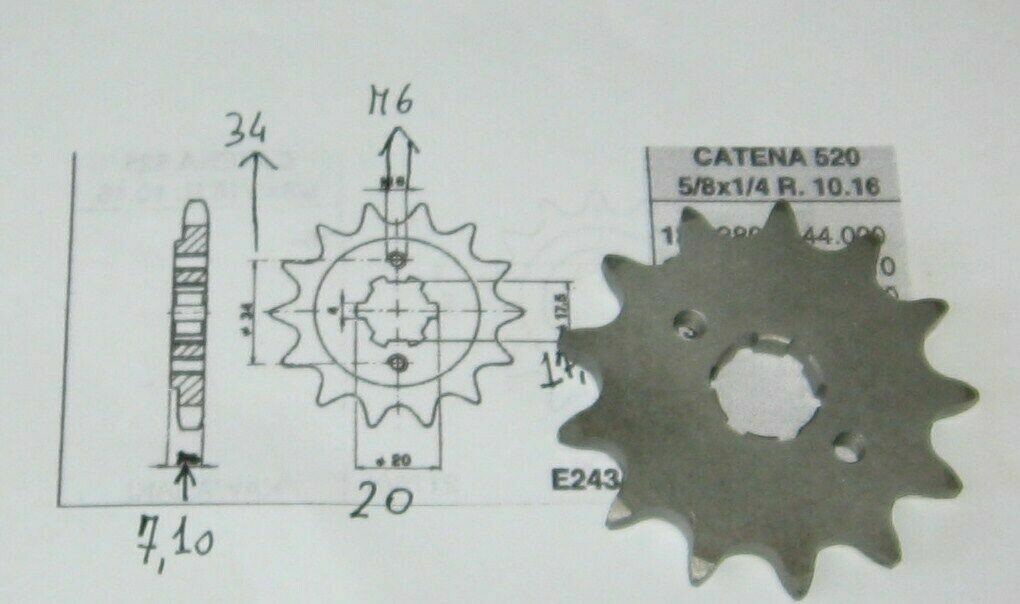 HONDA CR 125cc. 1985 HONDA 250 XR 1986 PIGNONE Z13 PASSO CATENA 520