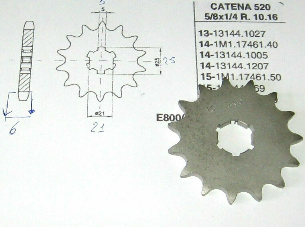 YAMAHA 250 WR YZ / 350 RD / 360 YZ/ 400 DT/ 490 YZ PIGNONE Z15 PASSO 520