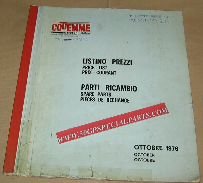 COTIEMME LISTINO PARTI RICAMBIO  OTTOBRE 1976