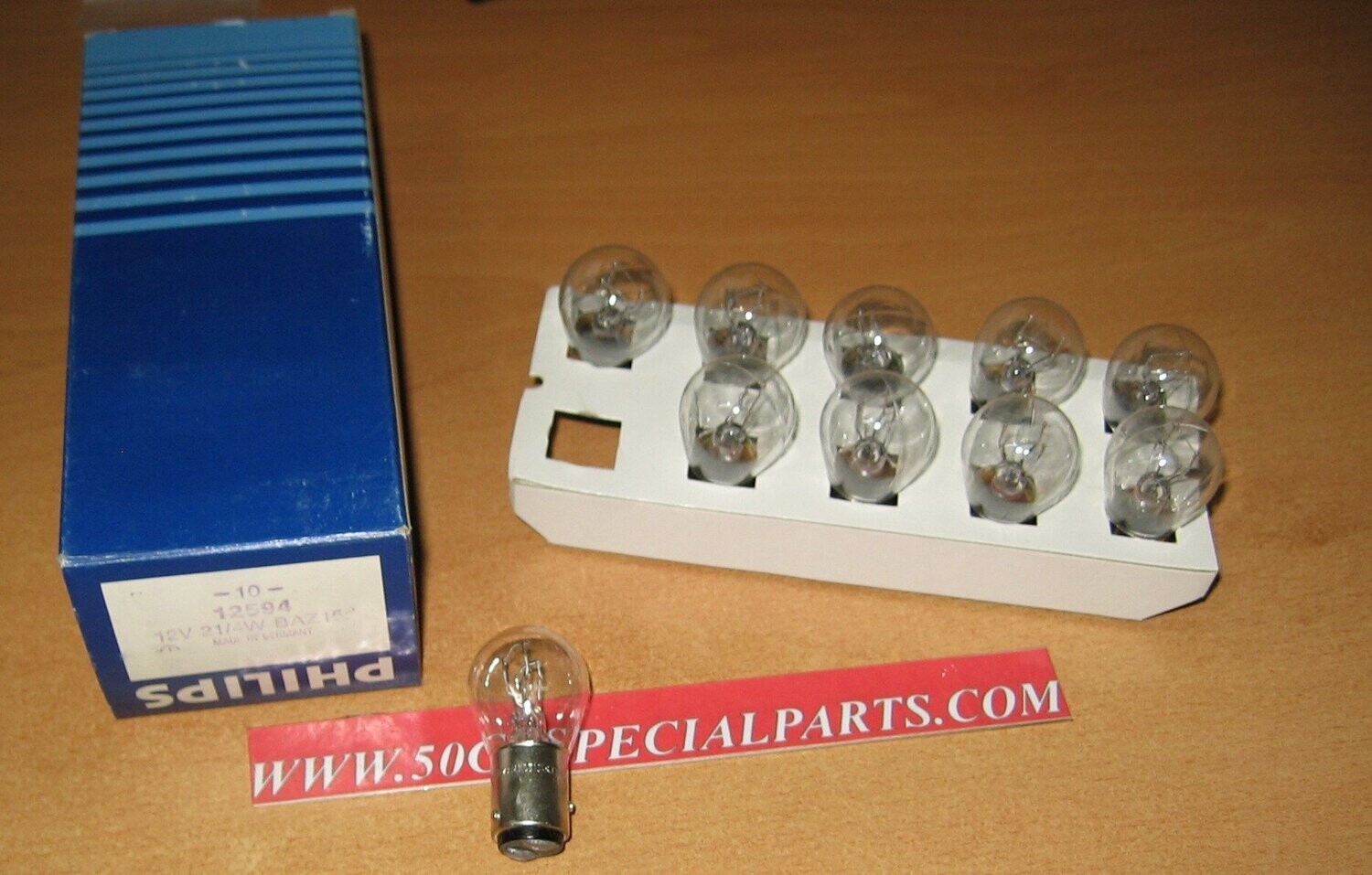 ​LAMPADINA PHILIPS 12594 12V 21/4W BAZ15 SCATOLA N.10PZ.