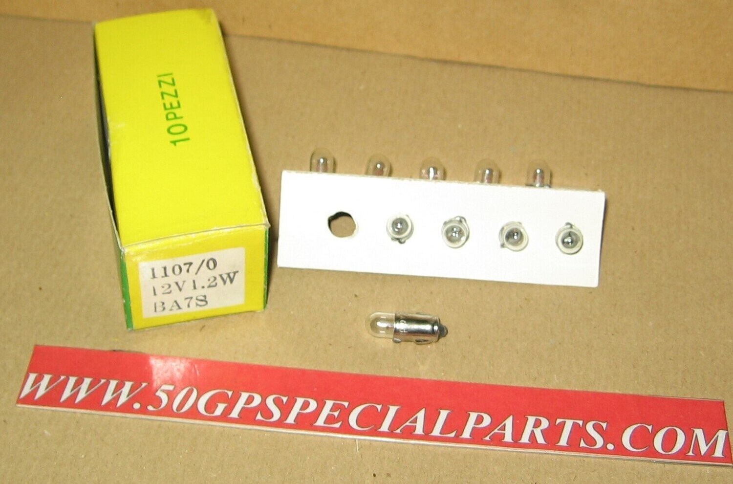 LAMPADINA HERT 1107/0 12V. 1.2W BA7S SCATOLA N. 10PZ.